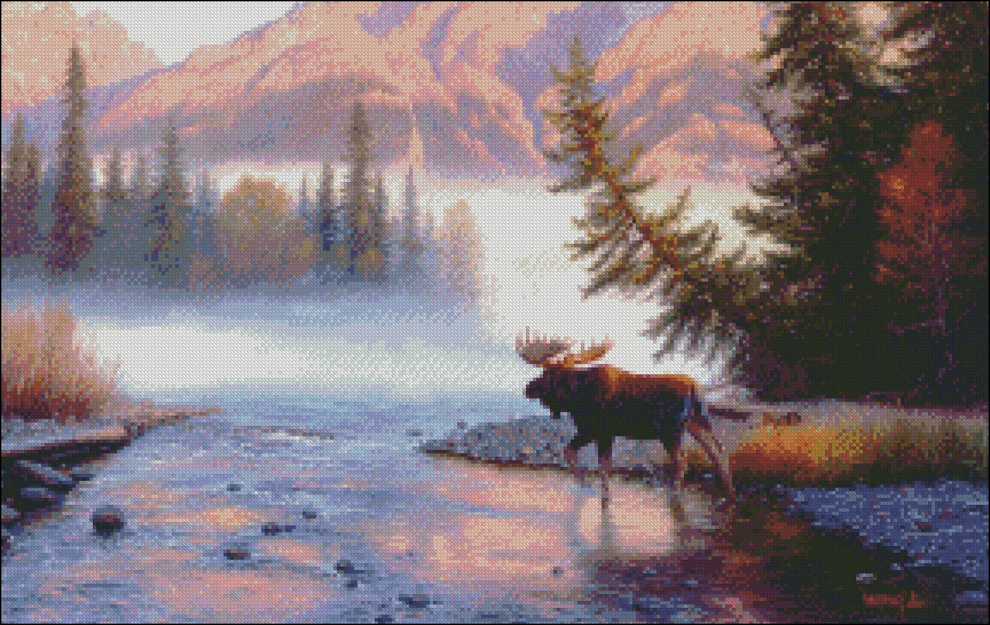 Moose Collection 15 - Counted Cross Stitch Patterns Embroidery Crafts Needlework DIY Chart DMC Color