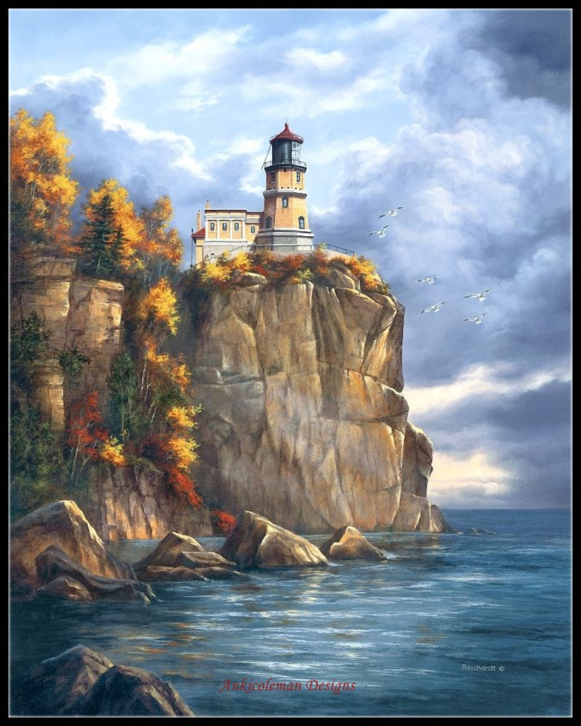 The Lighthouse - Counted Cross Stitch Patterns Embroidery Crafts Needlework DIY Chart DMC Color