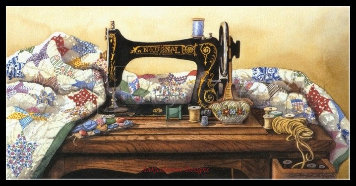 Vintage Sewing Machine- Counted Cross Stitch Patterns Embroidery Crafts Needlework DIY Chart DMC Color