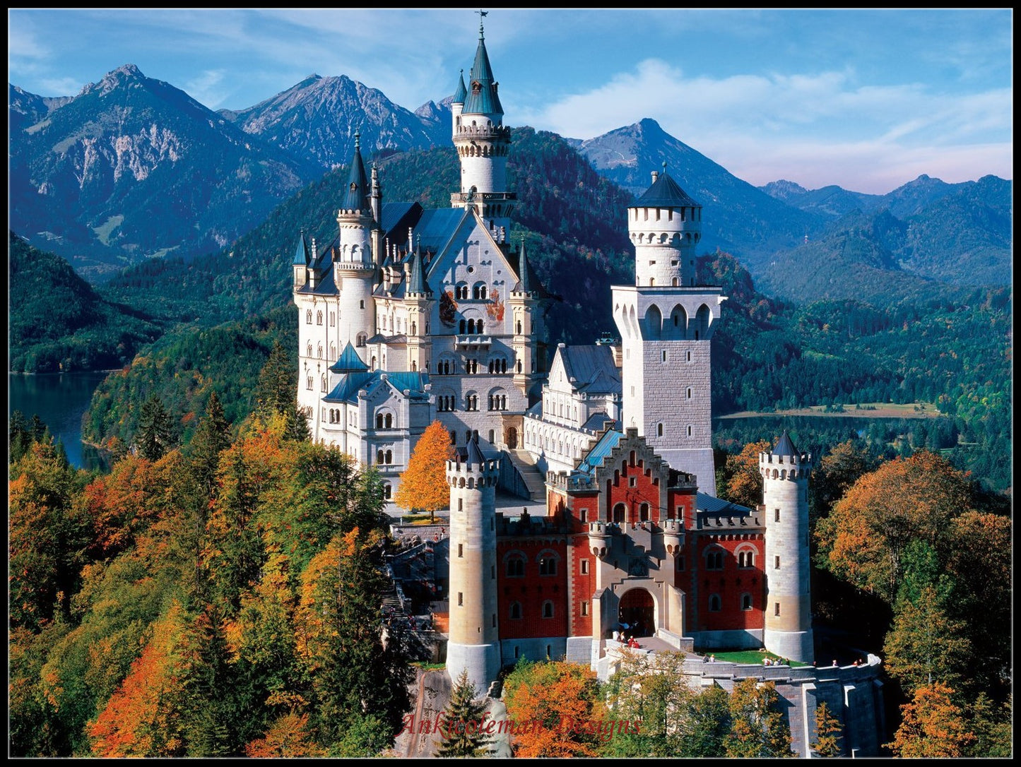 Neuschwanstein Castle 2 - Counted Cross Stitch Patterns Embroidery Crafts Needlework DIY Chart DMC Color