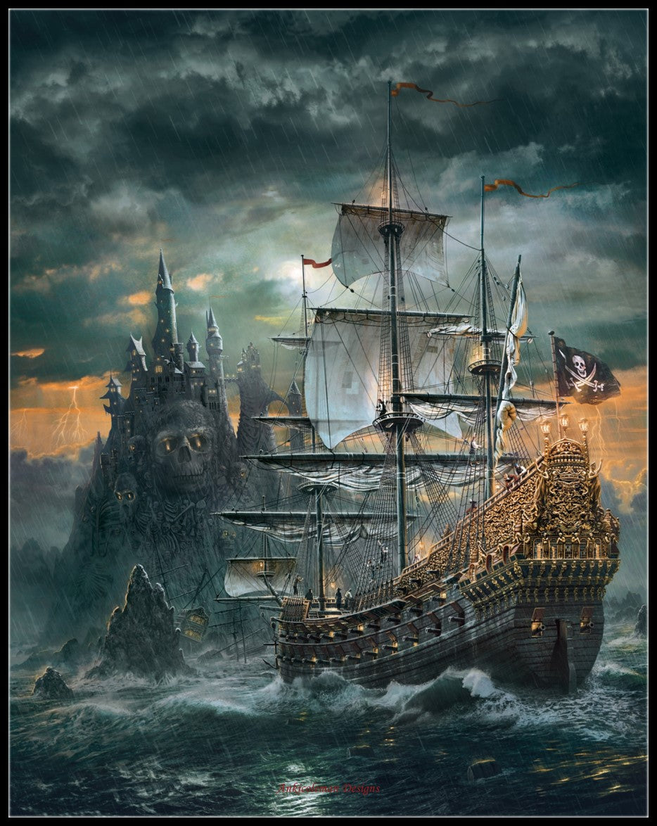 The Pirates Ship - Counted Cross Stitch Patterns Embroidery Crafts Needlework DIY Chart DMC Color