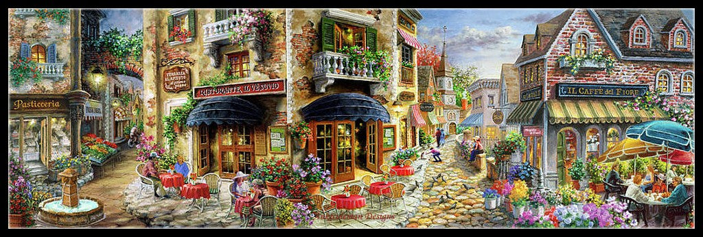 Late Afternoon in Italy - Counted Cross Stitch Patterns Embroidery Crafts Needlework DIY Chart DMC Color