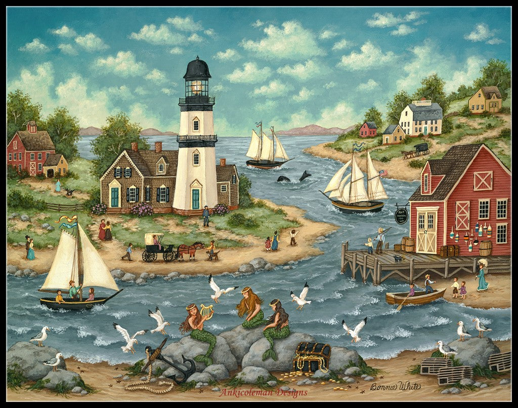 Musical Mermaids - Counted Cross Stitch Patterns Embroidery Crafts Needlework DIY Chart DMC Color