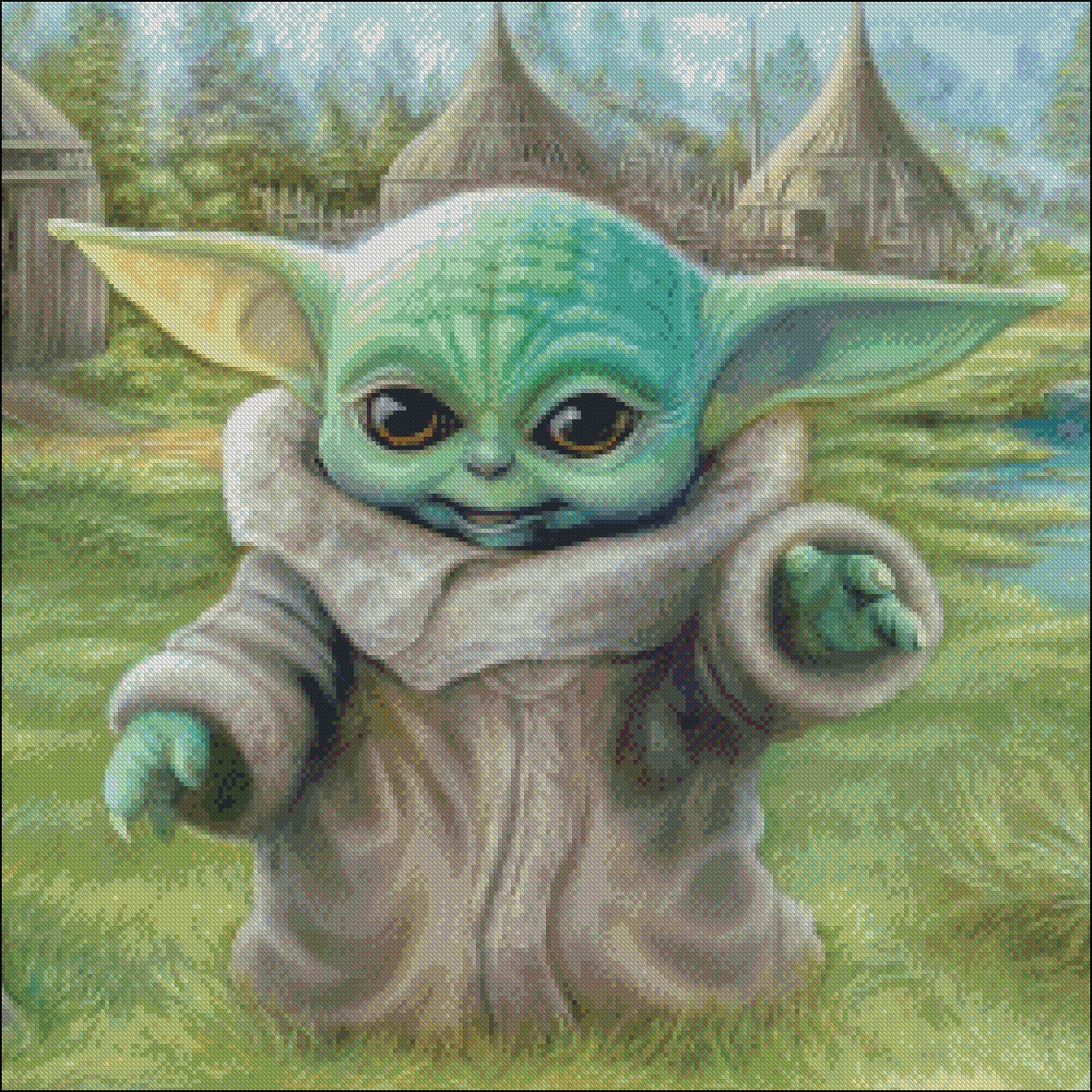 Baby Yoda - Counted Cross Stitch Patterns Embroidery Crafts Needlework DIY Chart DMC Color