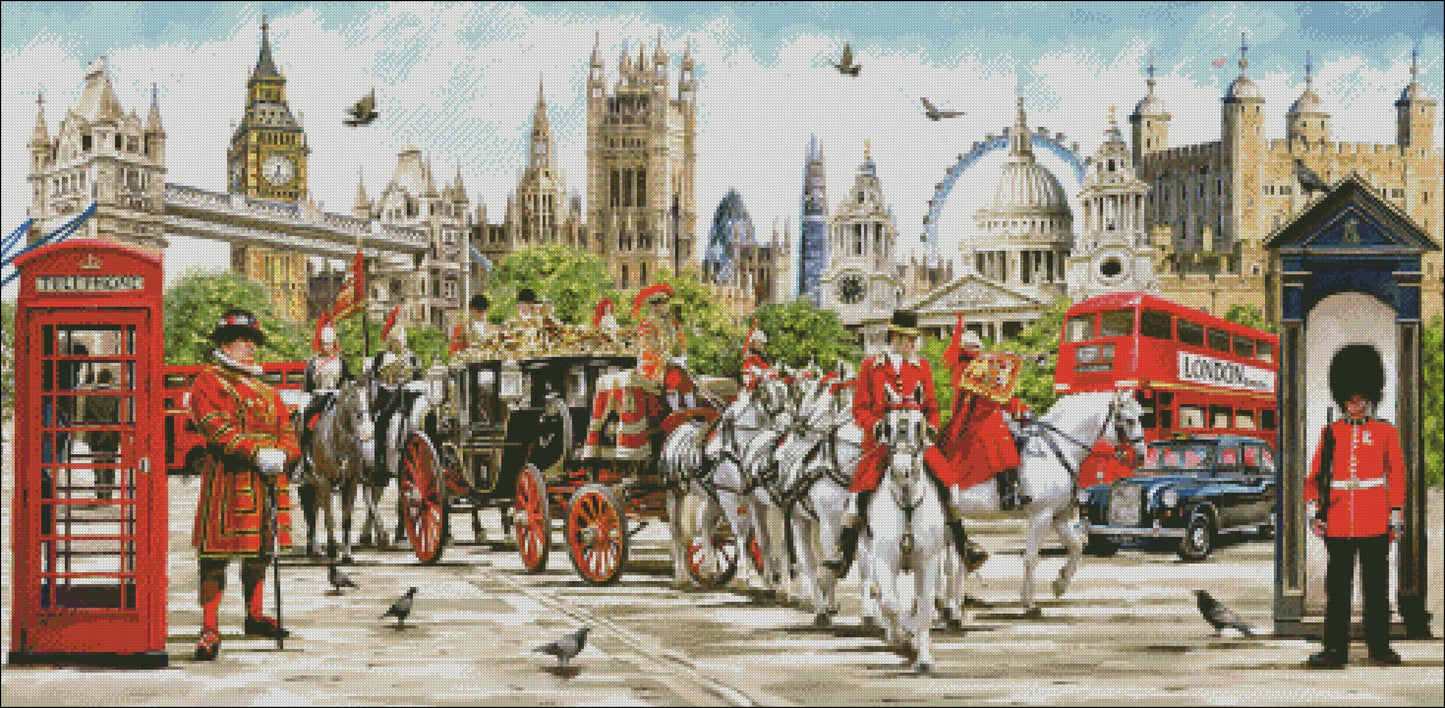 Pride of London - Counted Cross Stitch Patterns Embroidery Crafts Needlework DIY Chart DMC Color