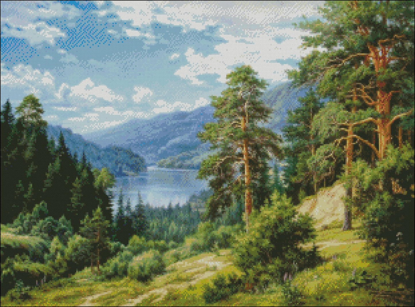 Hillside Pines - Counted Cross Stitch Patterns Embroidery Crafts Needlework DIY Chart DMC Color