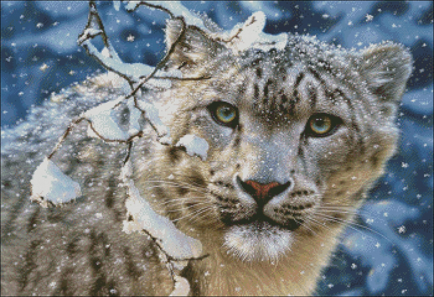 Snow Leopard II - Counted Cross Stitch Patterns Embroidery Crafts Needlework DIY Chart DMC Color