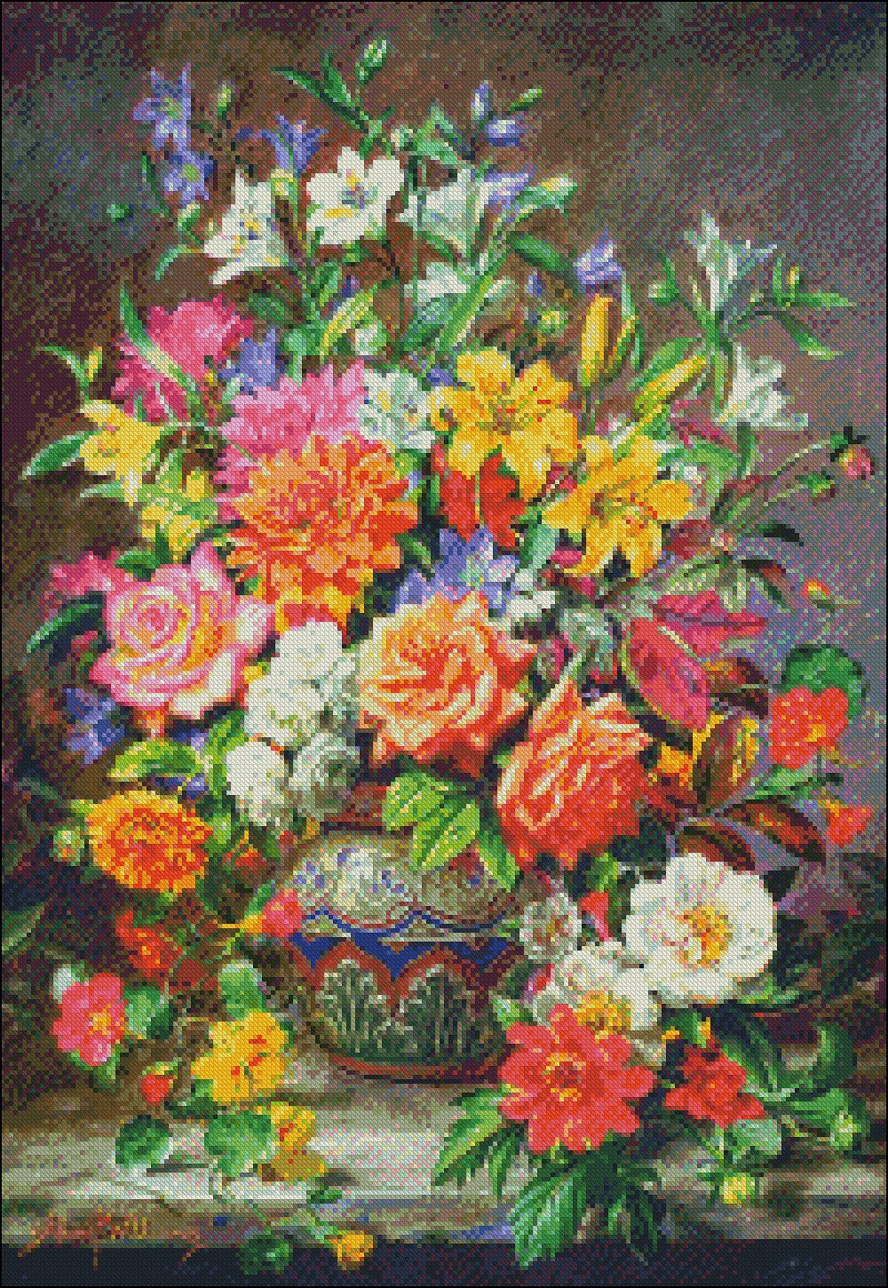 September Flowers - Counted Cross Stitch Patterns Embroidery Crafts Needlework DIY Chart DMC Color