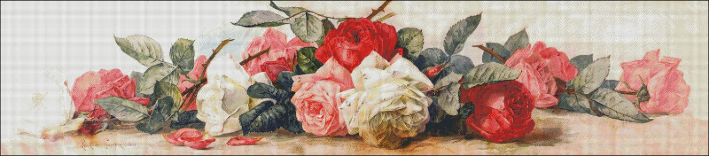 Roses - Counted Cross Stitch Patterns Embroidery Crafts Needlework DIY Chart DMC Color