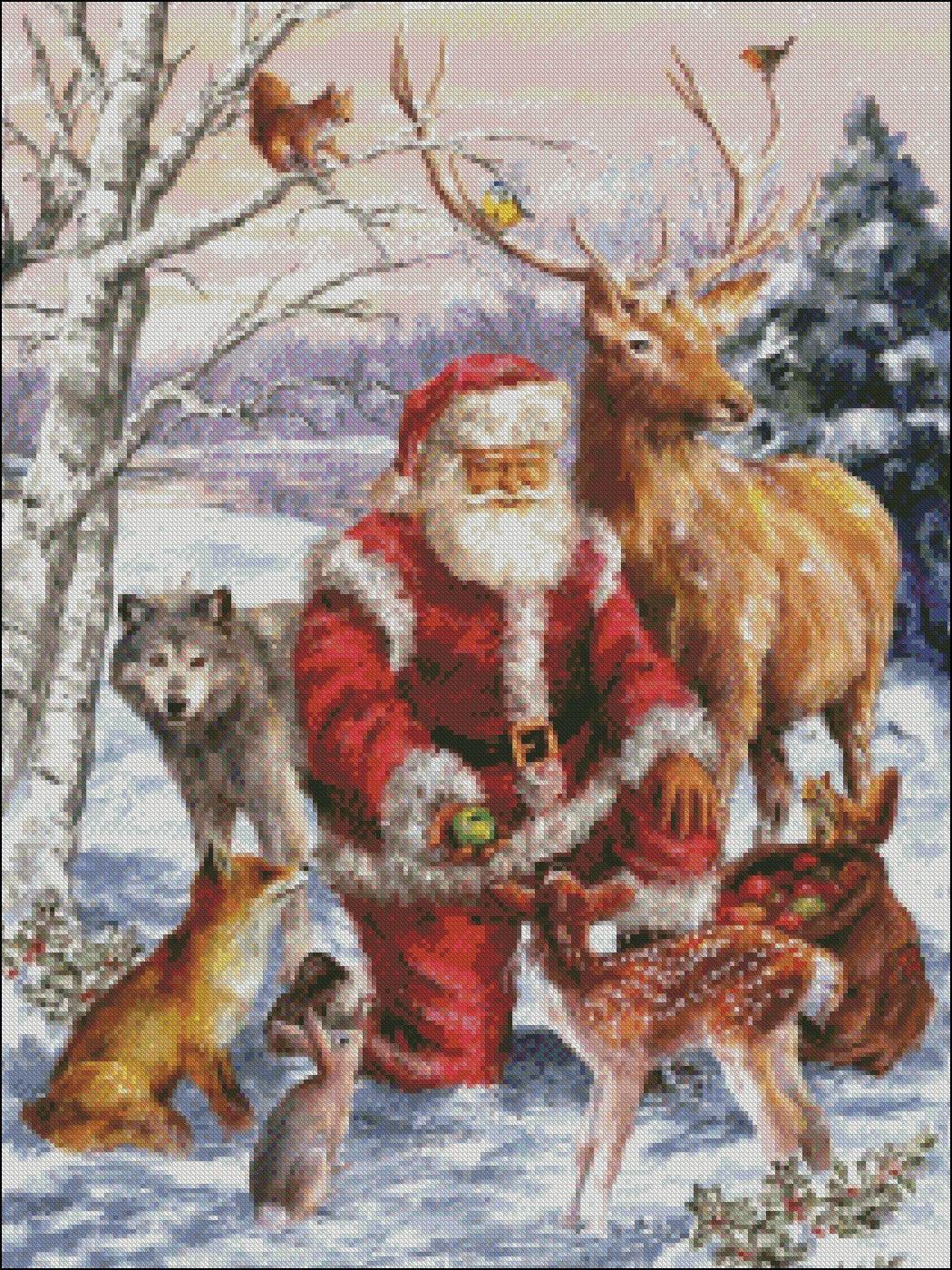 Santa's Menager - Counted Cross Stitch Patterns Embroidery Crafts Needlework DIY Chart DMC Color