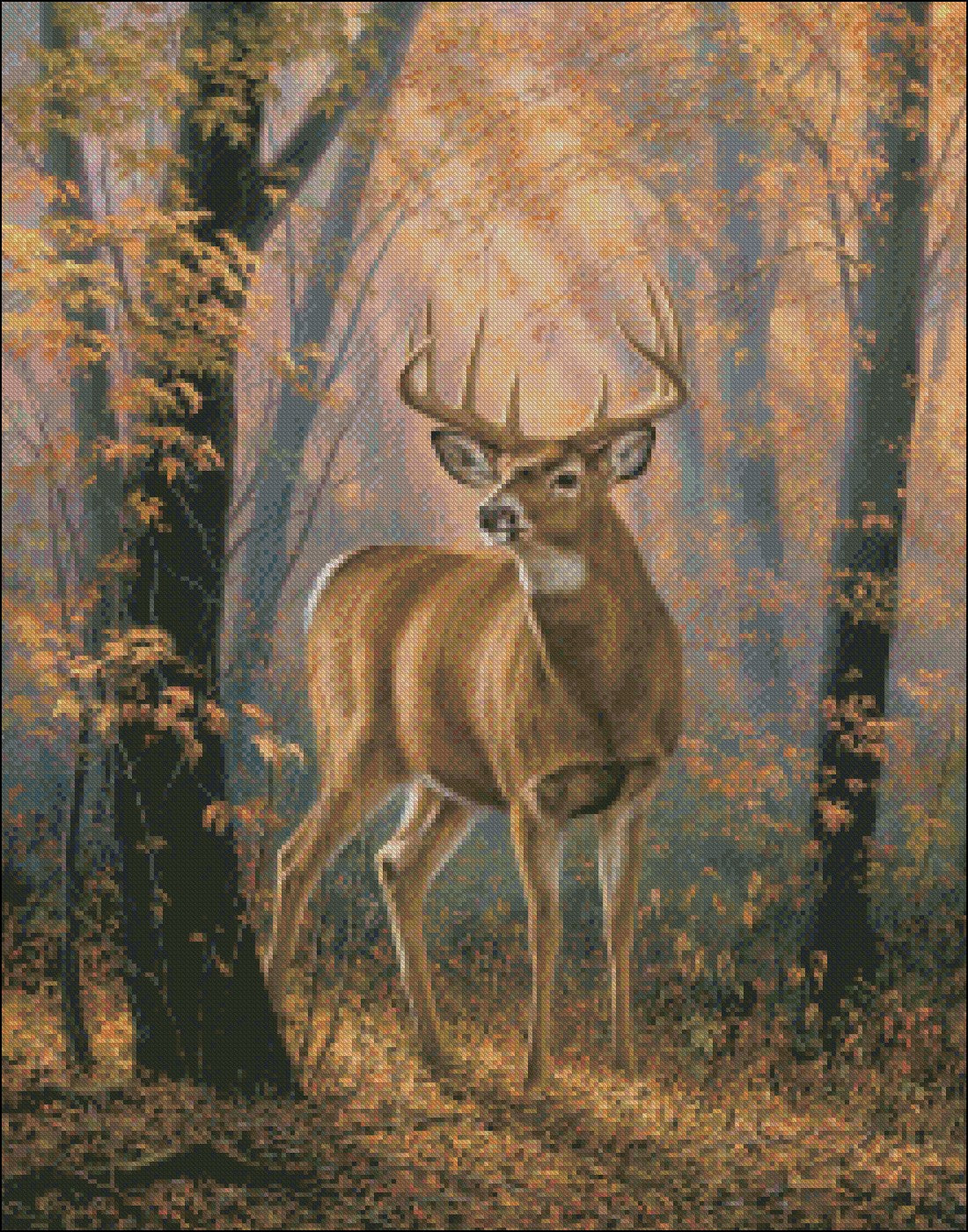 Forest Deer - Counted Cross Stitch Patterns Embroidery Crafts Needlework DIY Chart DMC Color