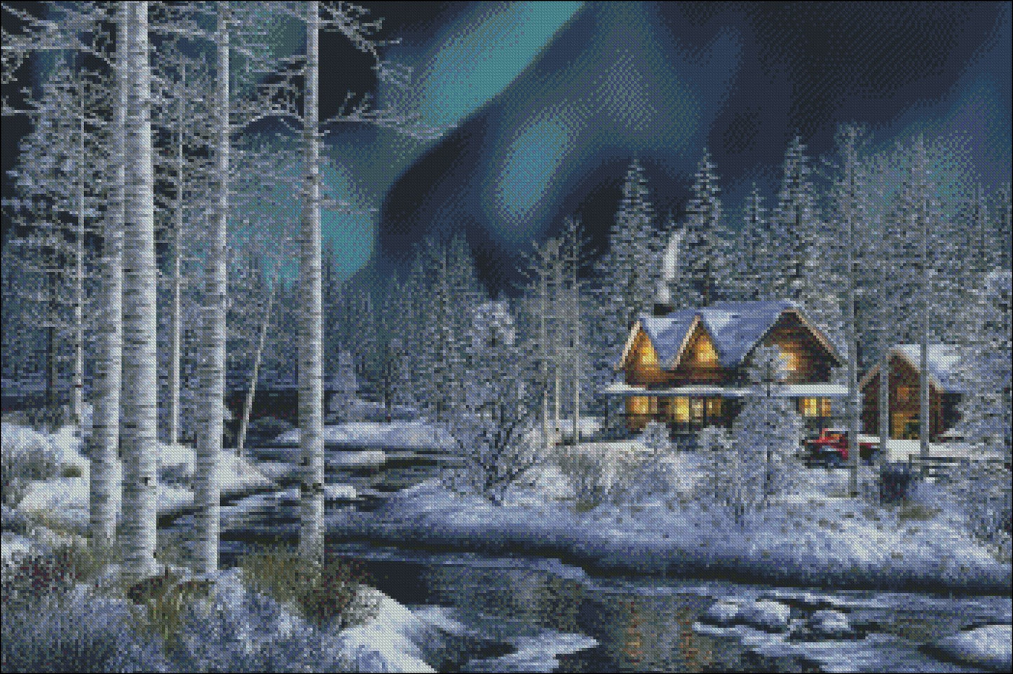 Northern Lights - Counted Cross Stitch Patterns Embroidery Crafts Needlework DIY Chart DMC Color