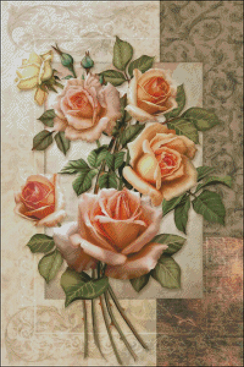 Roses 6 - Counted Cross Stitch Patterns Embroidery Crafts Needlework DIY Chart DMC Color