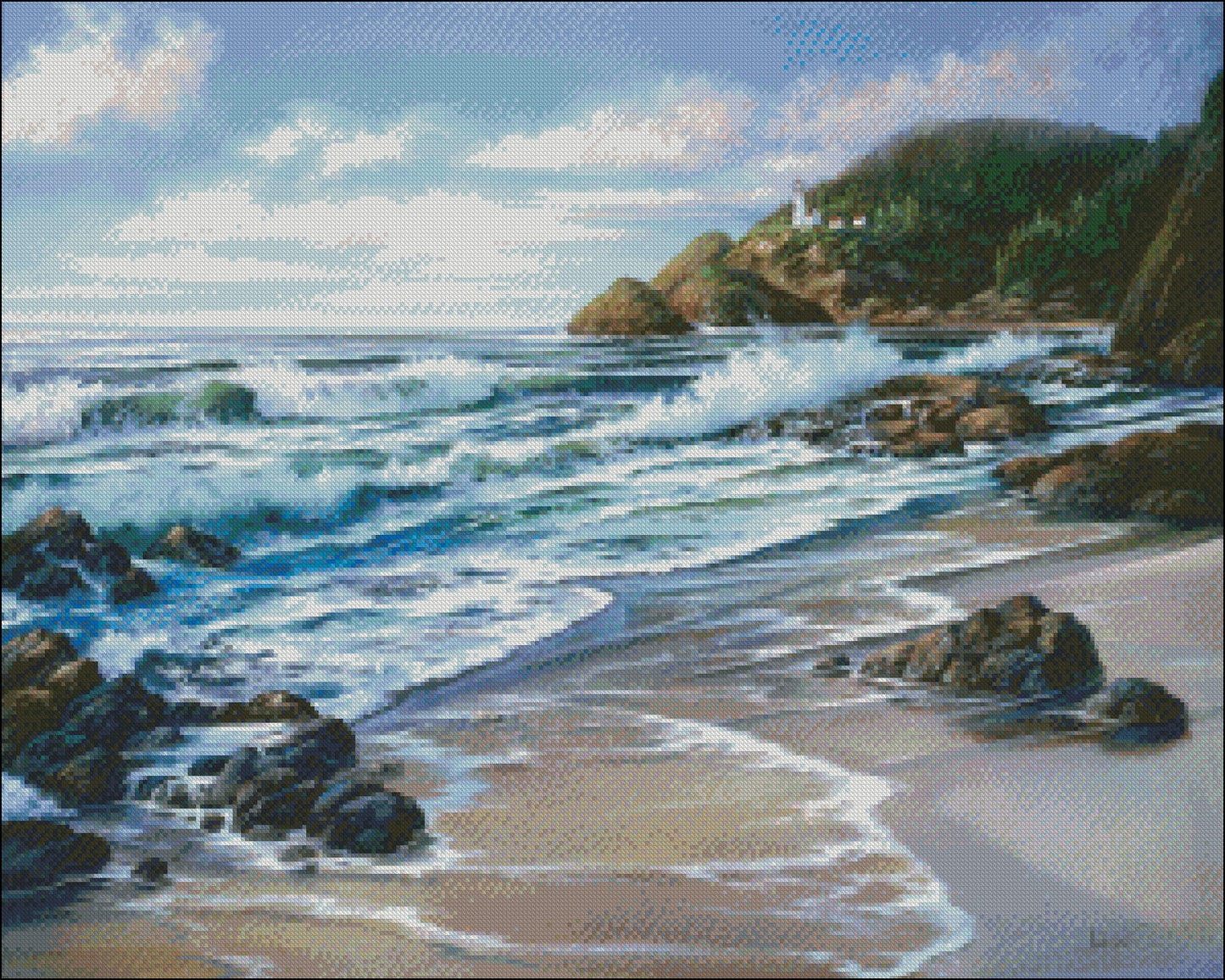 Heceta Head Lighthouse - Counted Cross Stitch Patterns Embroidery Crafts Needlework DIY Chart DMC Color