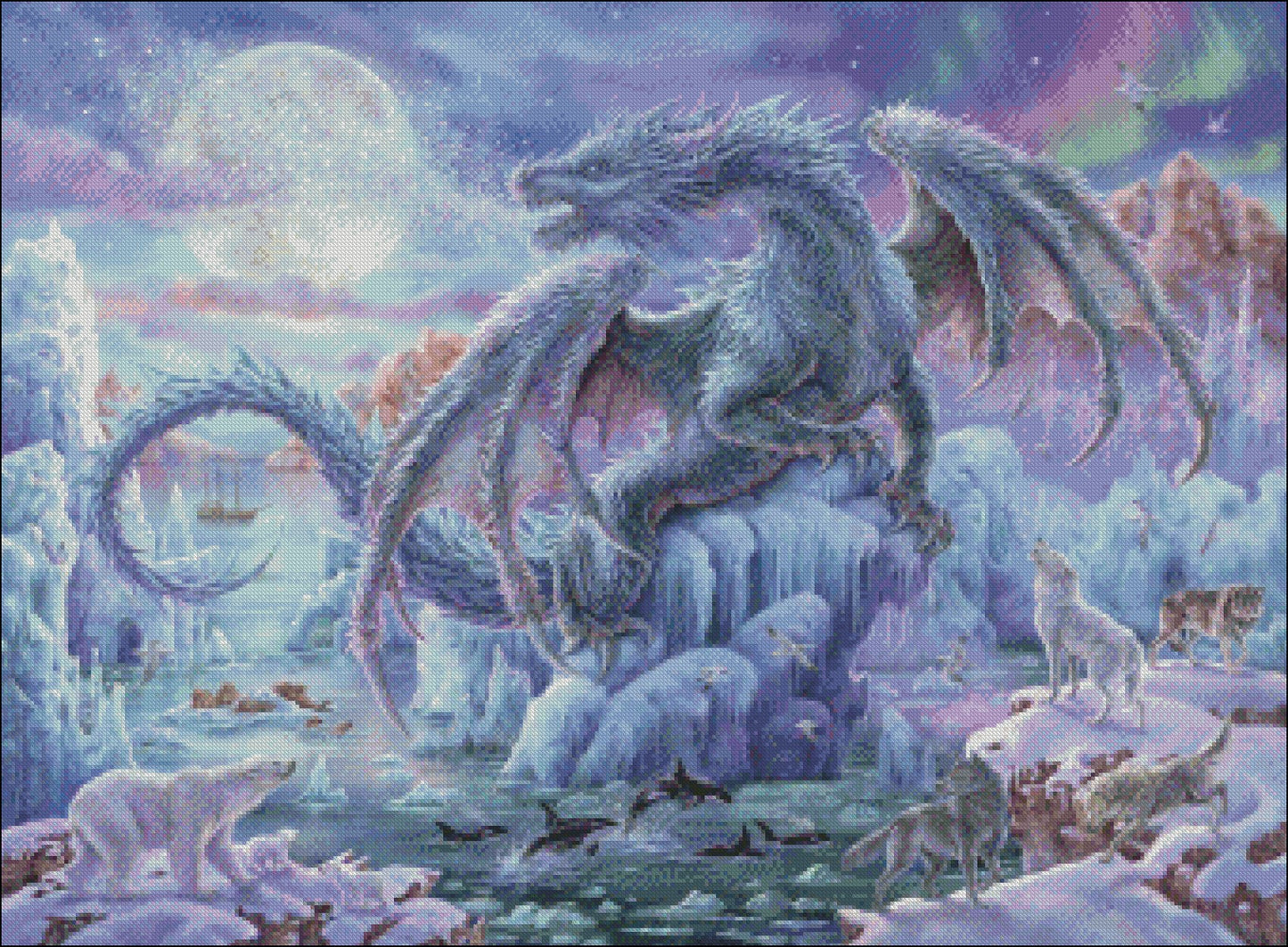 Mystical Dragons - Counted Cross Stitch Patterns Embroidery Crafts Needlework DIY Chart DMC Color