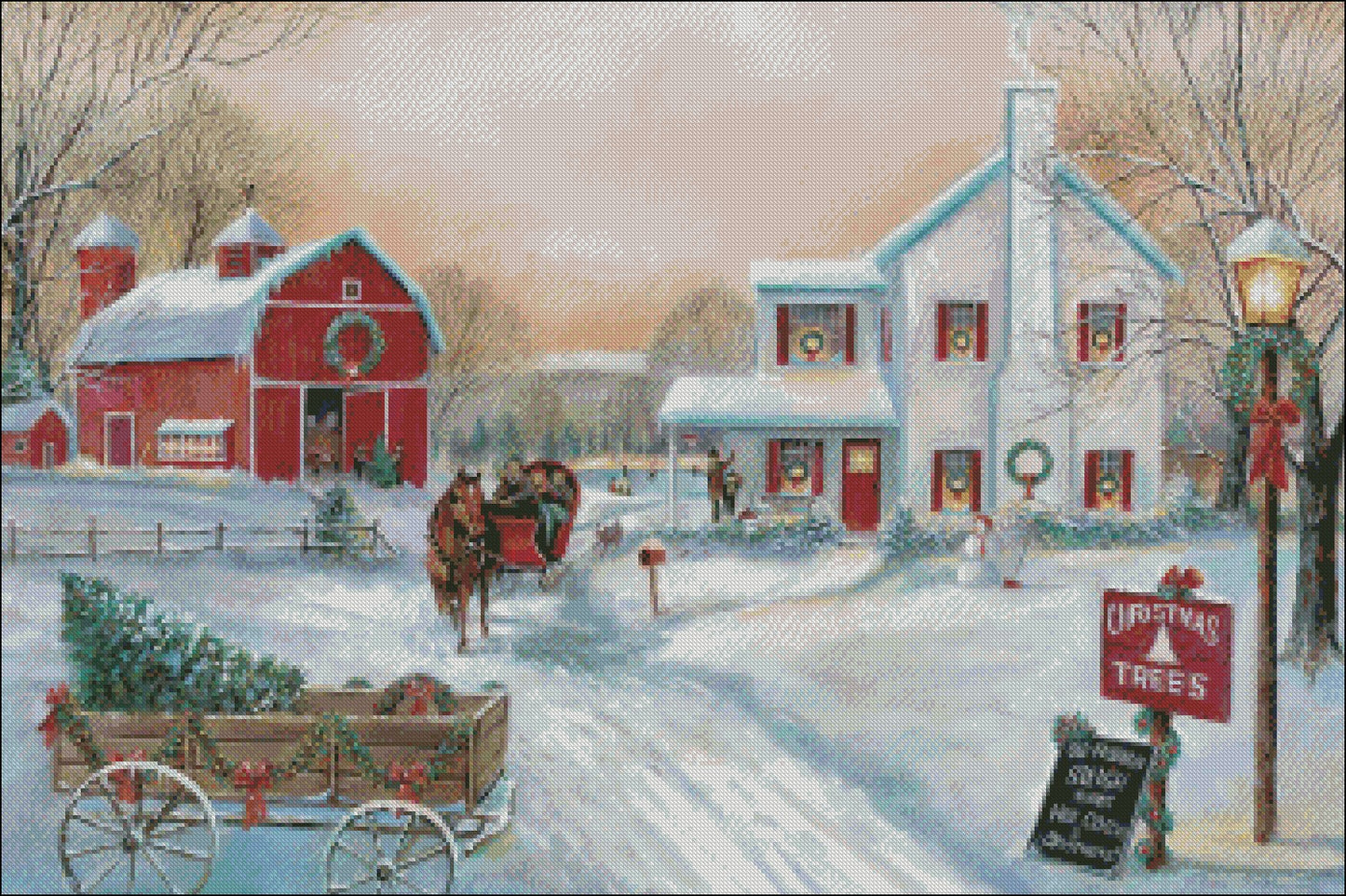 Christmas Tree Farm - Counted Cross Stitch Patterns Embroidery Crafts Needlework DIY Chart DMC Color