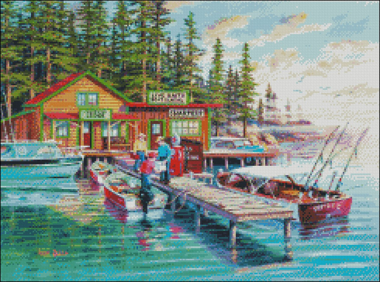 Rainy Lake - Counted Cross Stitch Patterns Embroidery Crafts Needlework DIY Chart DMC Color