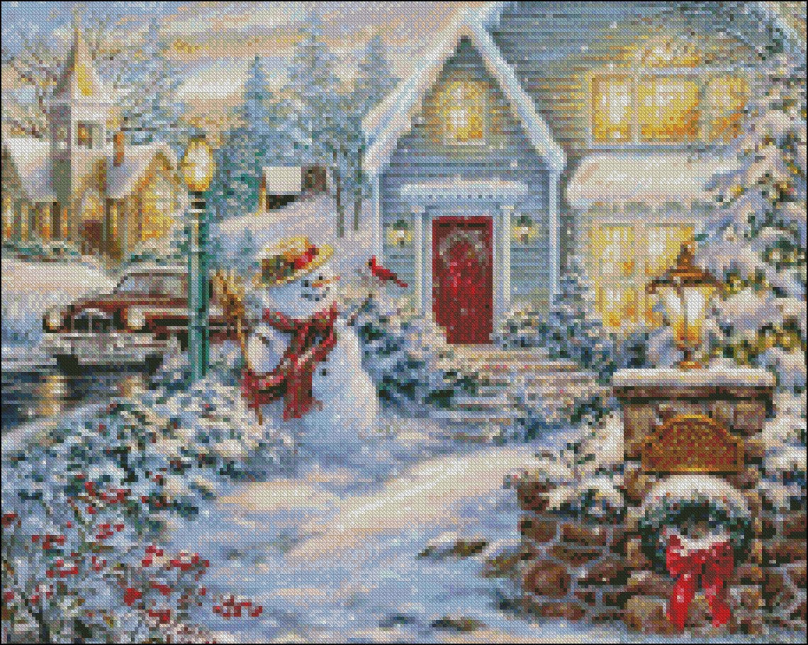 Snowman - Counted Cross Stitch Patterns Embroidery Crafts Needlework DIY Chart DMC Color
