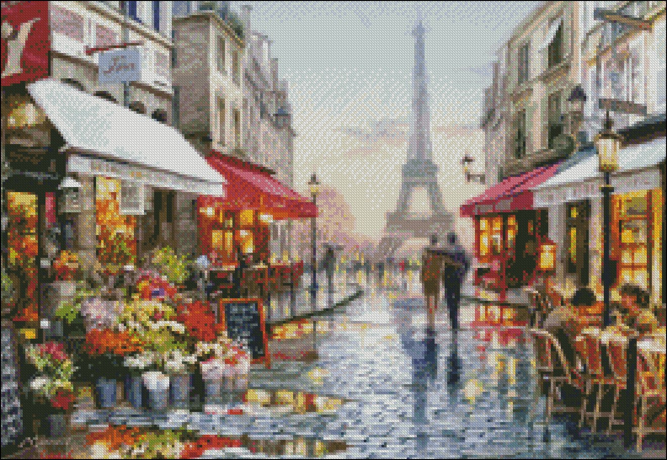 Paris Flower Shop - Counted Cross Stitch Patterns Embroidery Crafts Needlework DIY Chart DMC Color