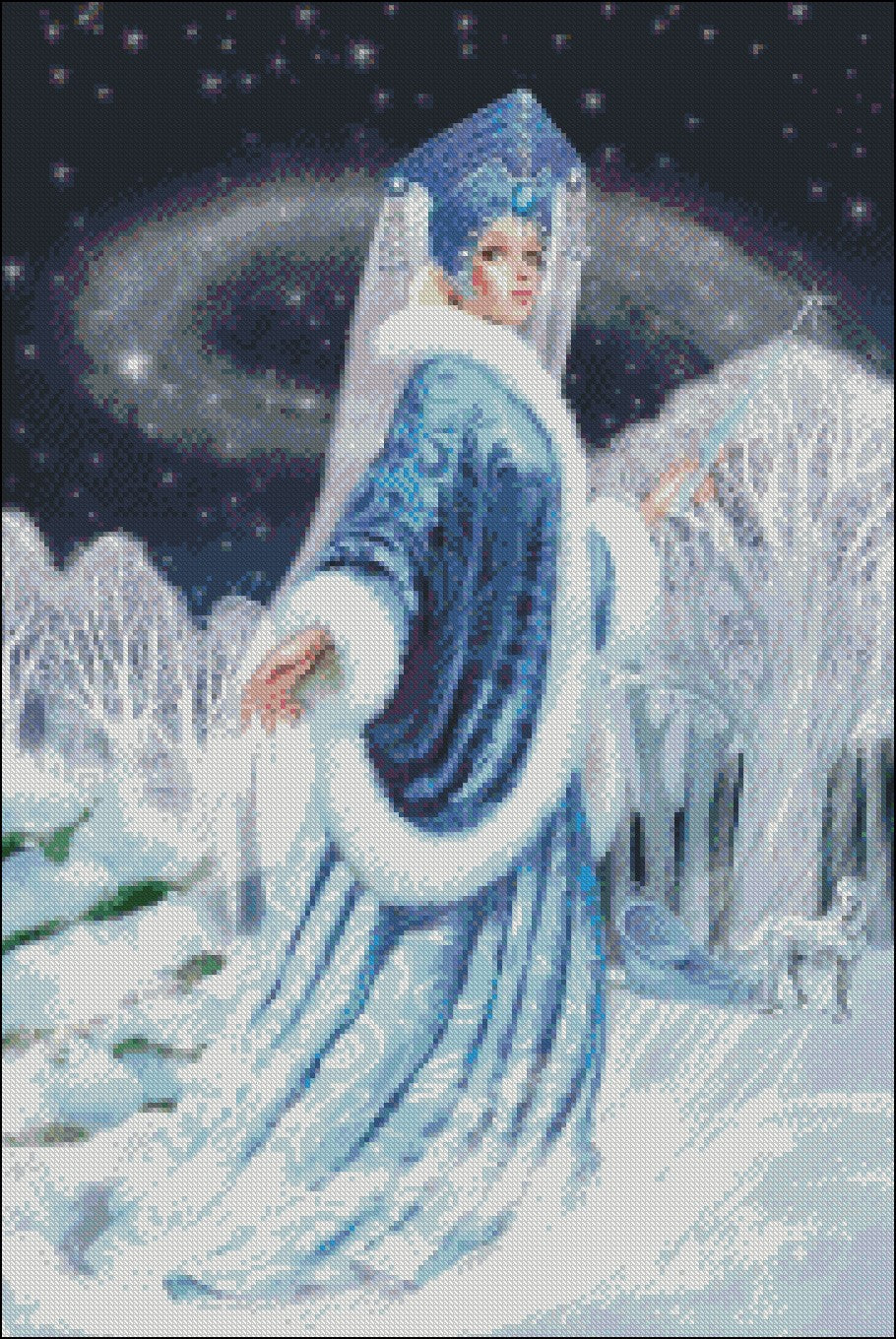 Snow Princess - Counted Cross Stitch Patterns Embroidery Crafts Needlework DIY Chart DMC Color