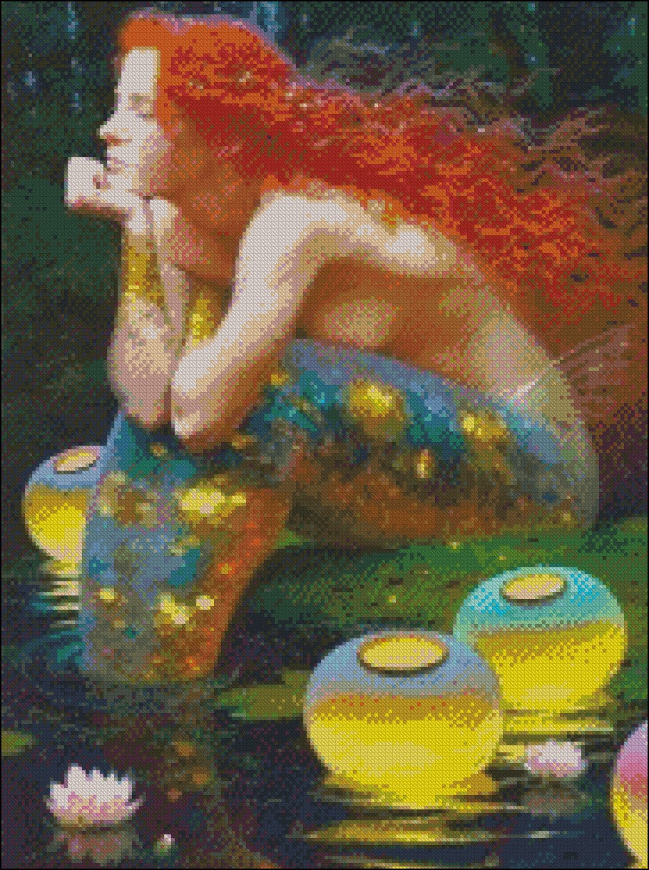 Mermaid Charm 4 - Counted Cross Stitch Patterns Embroidery Crafts Needlework DIY Chart DMC Color