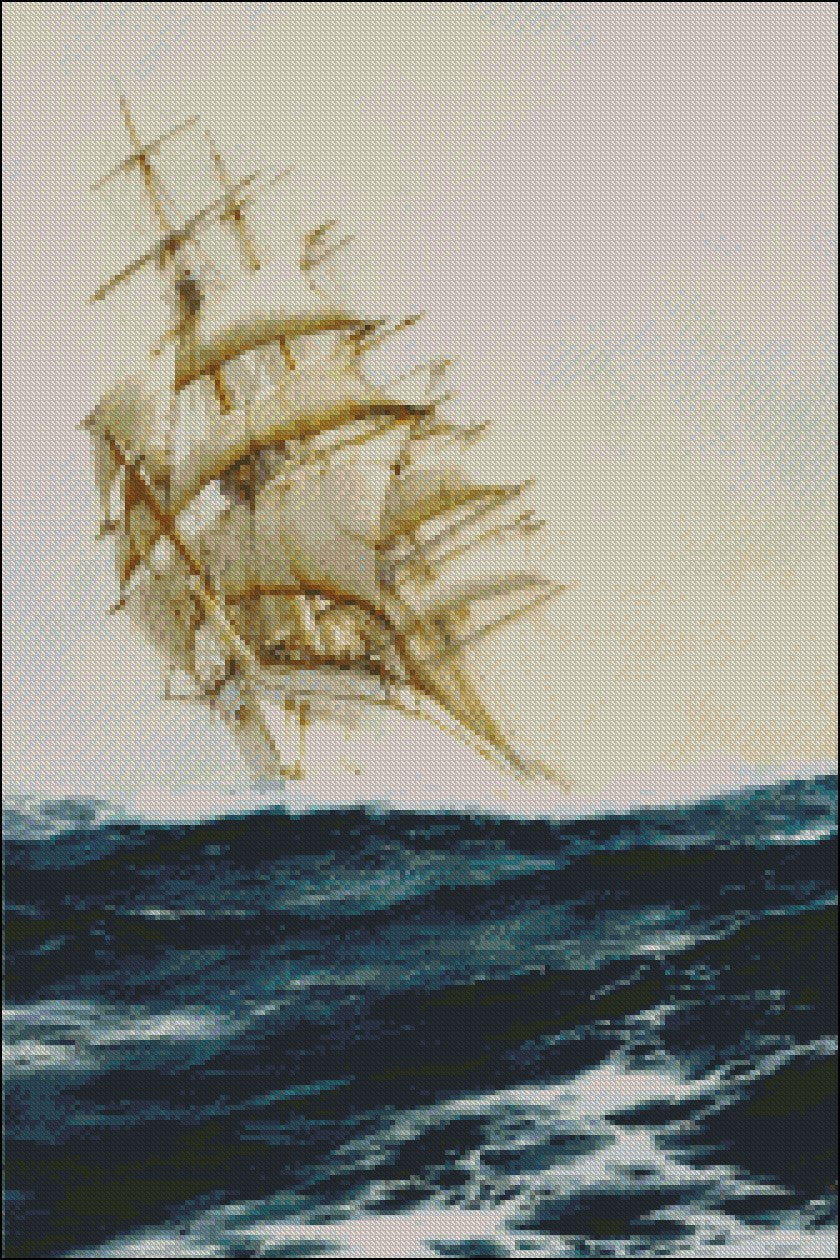 Sailing Ship 4 - Counted Cross Stitch Patterns Embroidery Crafts Needlework DIY Chart DMC Color
