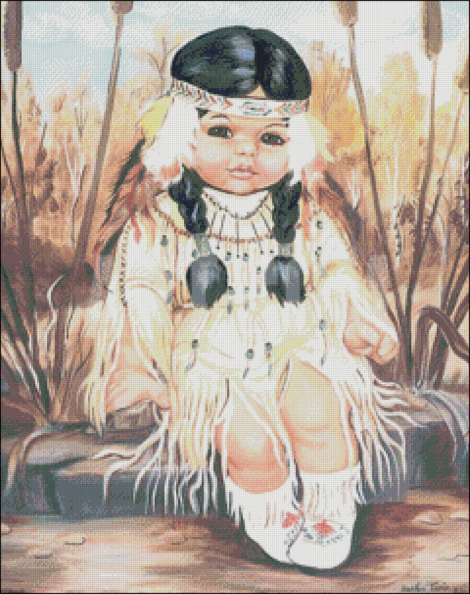 The Cherokee Child - Counted Cross Stitch Patterns Embroidery Crafts Needlework DIY Chart DMC Color