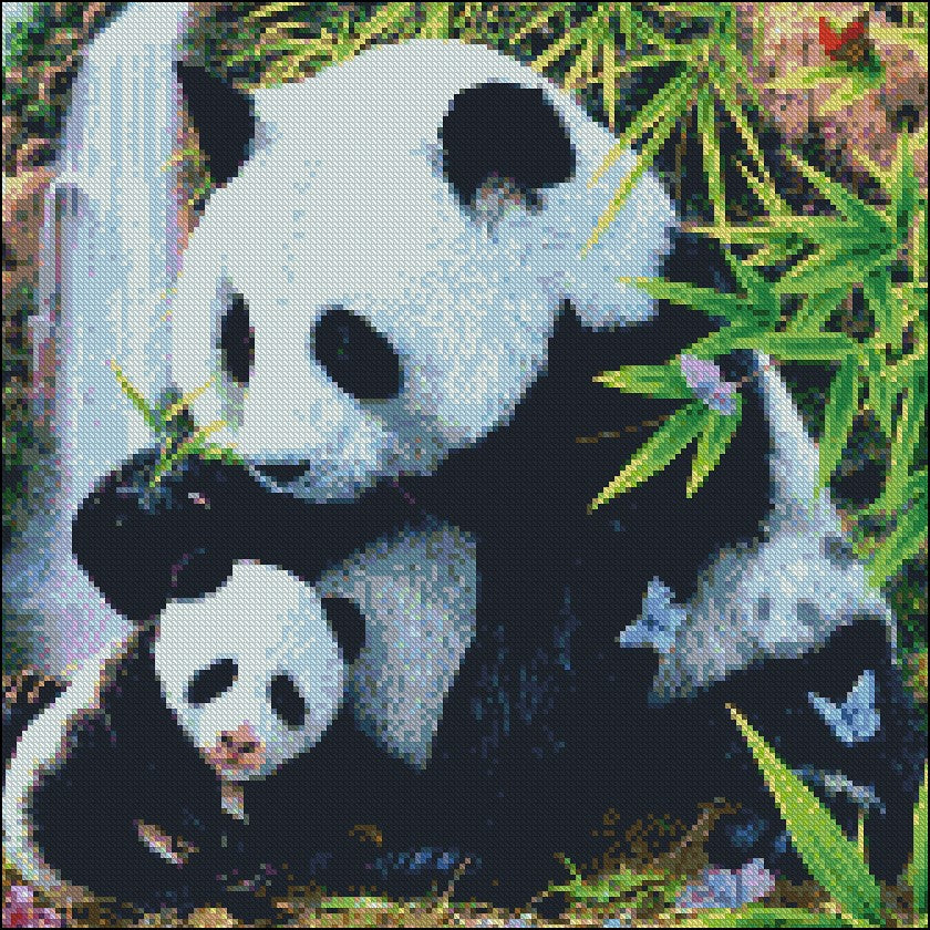 Panda - Counted Cross Stitch Patterns Embroidery Crafts Needlework DIY Chart DMC Color