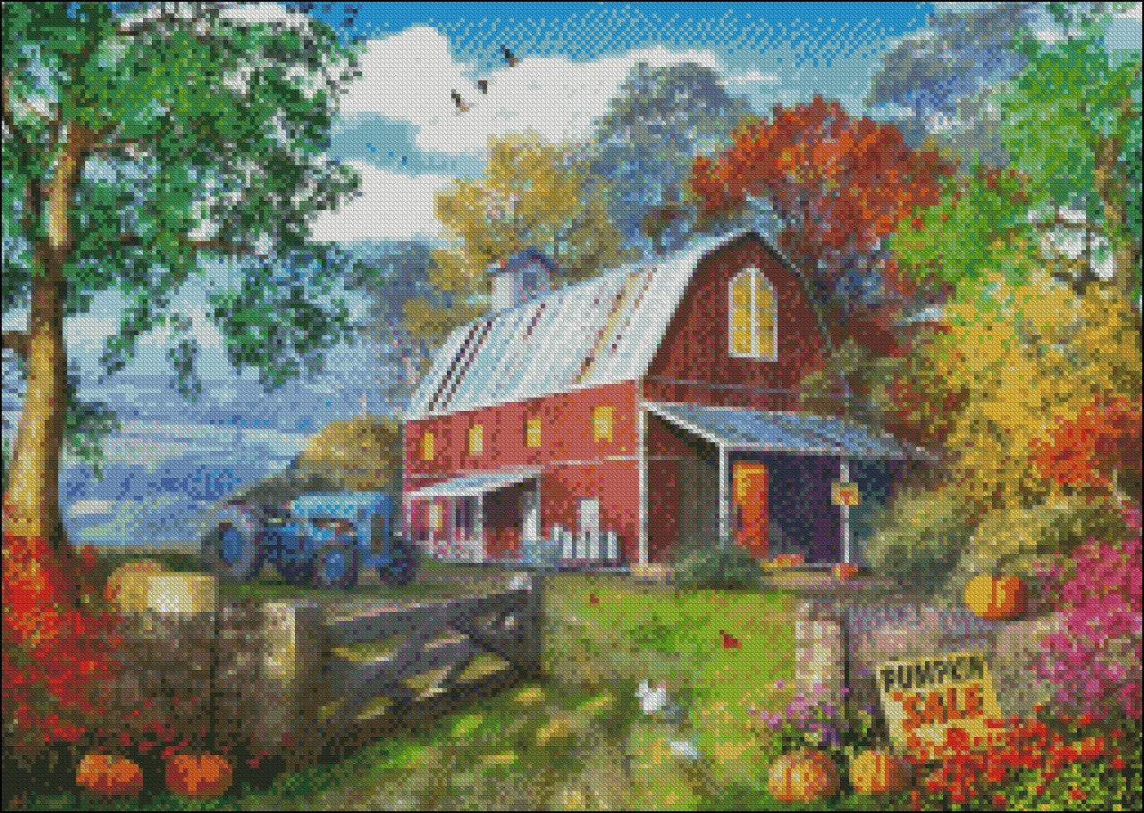 Pumpkin Farm - Counted Cross Stitch Patterns Embroidery Crafts Needlework DIY Chart DMC Color