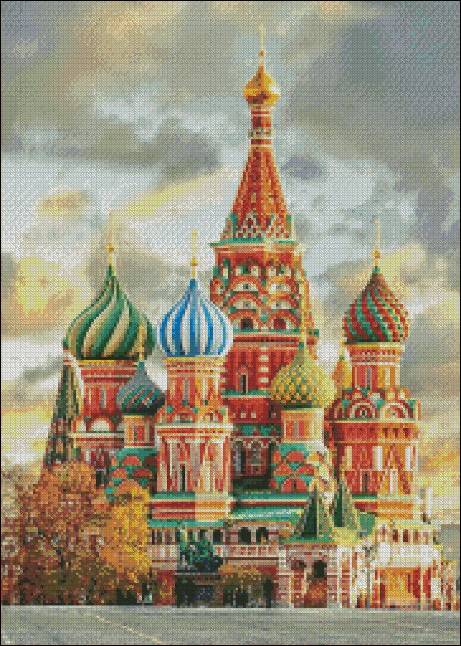 St. Basil's Cathedral, Moscow - Counted Cross Stitch Patterns Embroidery Crafts Needlework DIY Chart DMC Color