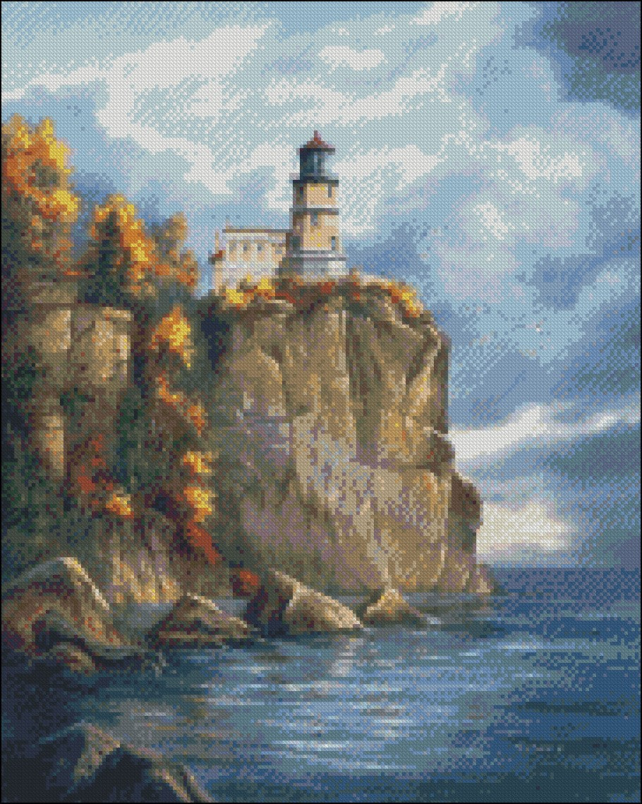 The Lighthouse - Counted Cross Stitch Patterns Embroidery Crafts Needlework DIY Chart DMC Color