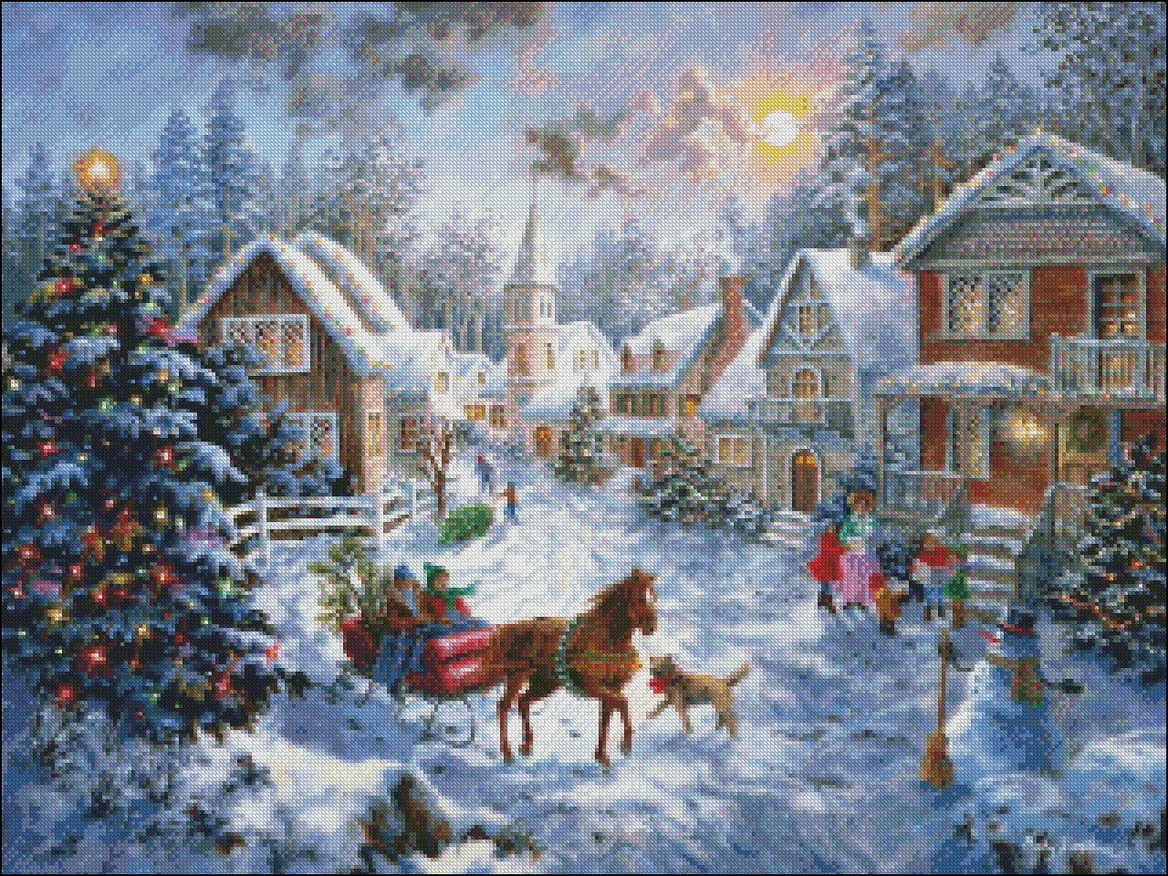 Merry Christmas - Counted Cross Stitch Patterns Embroidery Crafts Needlework DIY Chart DMC Color