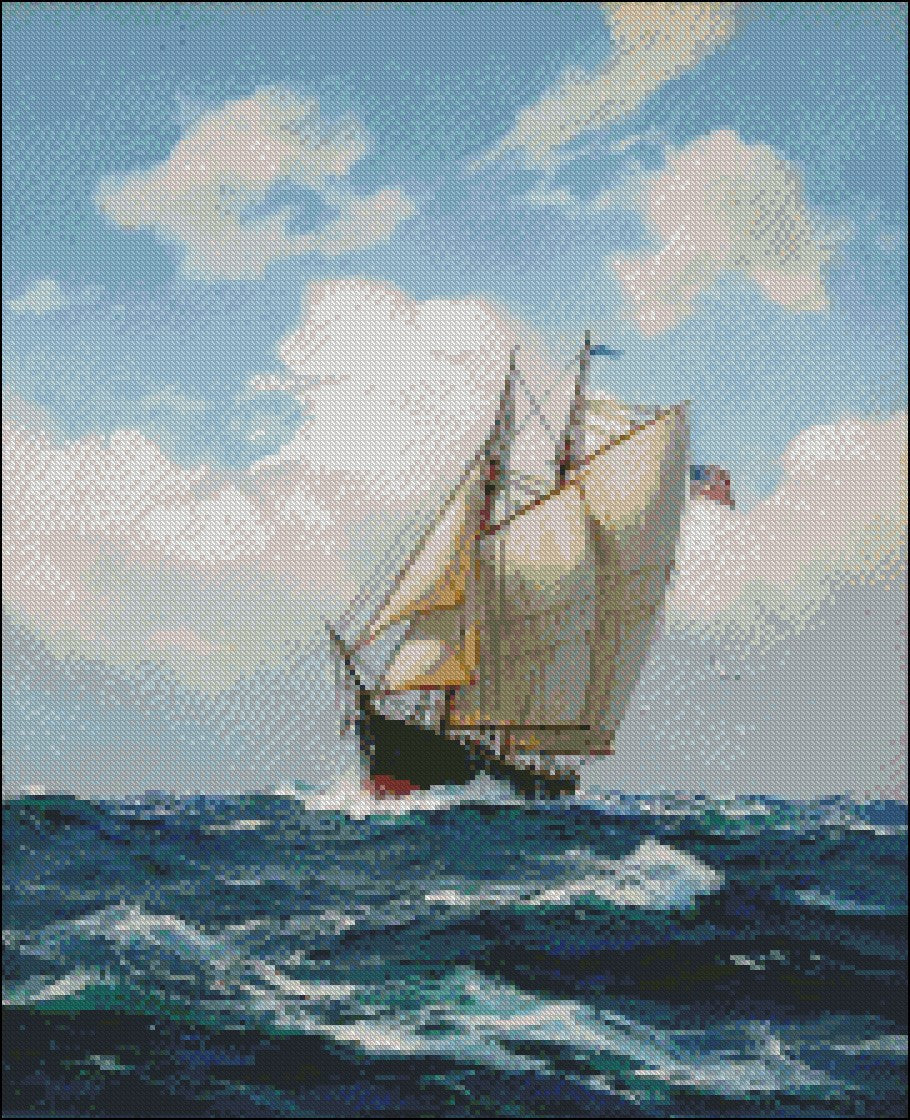 Sailing Ship 21 - Counted Cross Stitch Patterns Embroidery Crafts Needlework DIY Chart DMC Color