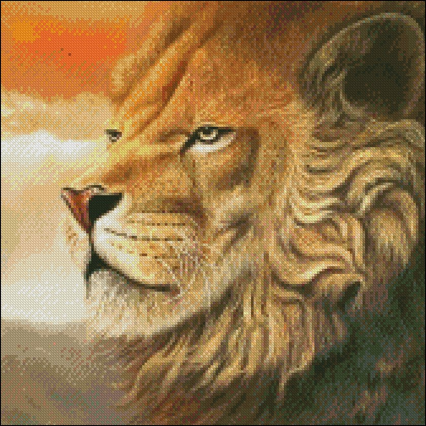 Portrait of Lion 3 - Counted Cross Stitch Patterns Embroidery Crafts Needlework DIY Chart DMC Color