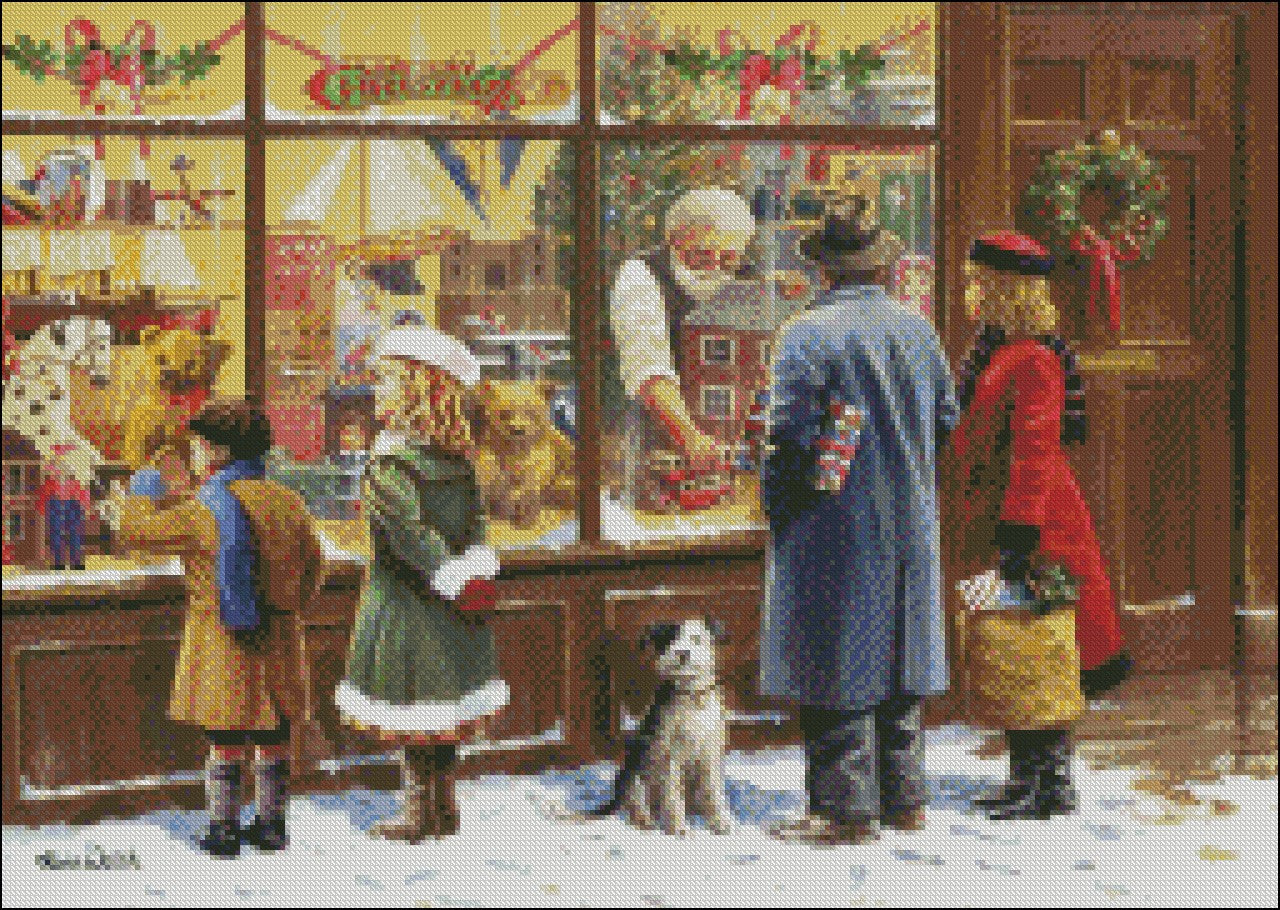 The Christmas Window - Counted Cross Stitch Patterns Embroidery Crafts Needlework DIY Chart DMC Color