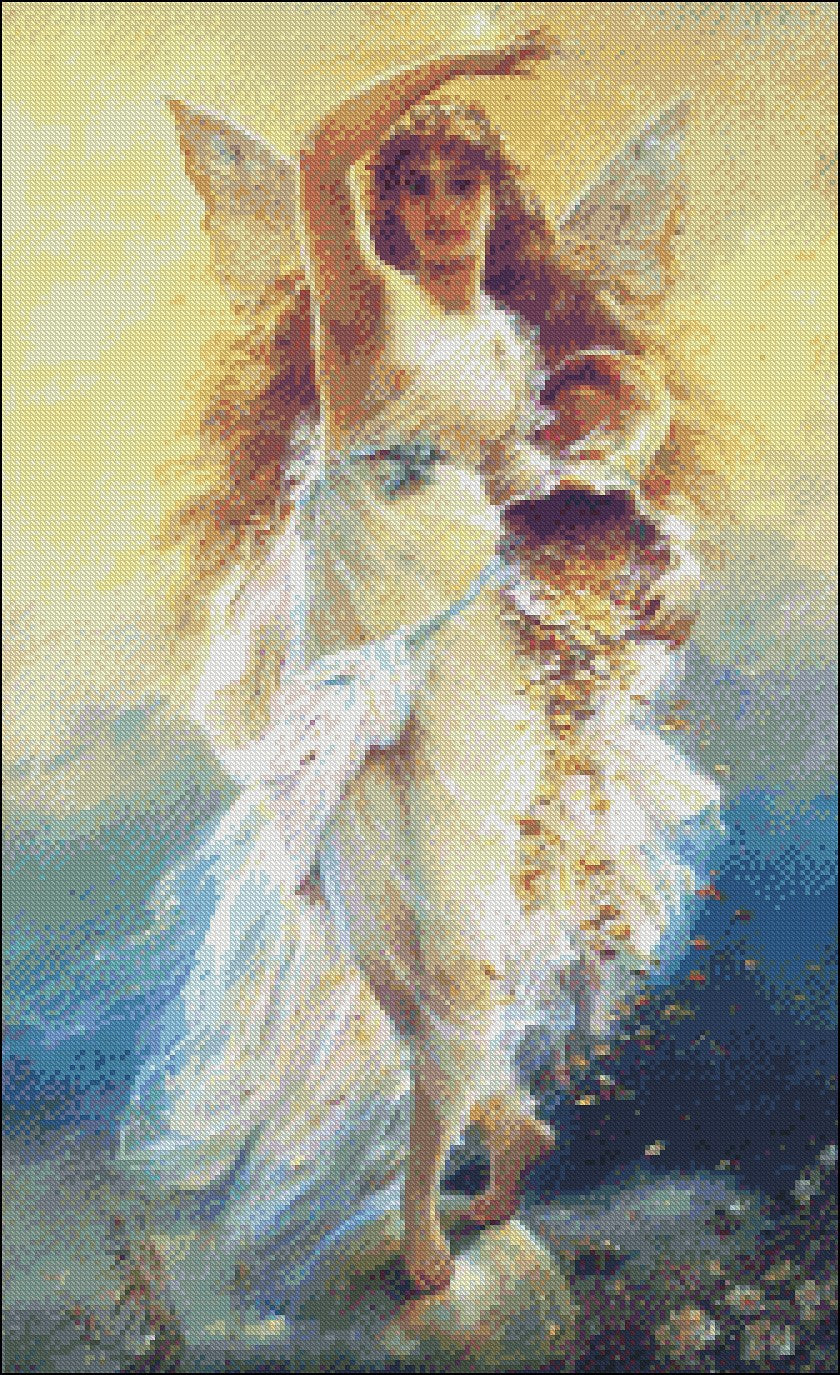 Fortune Goddess - Counted Cross Stitch Patterns Embroidery Crafts Needlework DIY Chart DMC Color