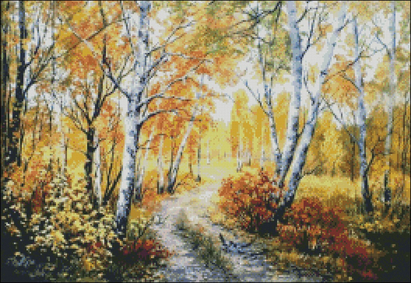 Russia Seasons Scenery 13 - Counted Cross Stitch Patterns Embroidery Crafts Needlework DIY Chart DMC Color