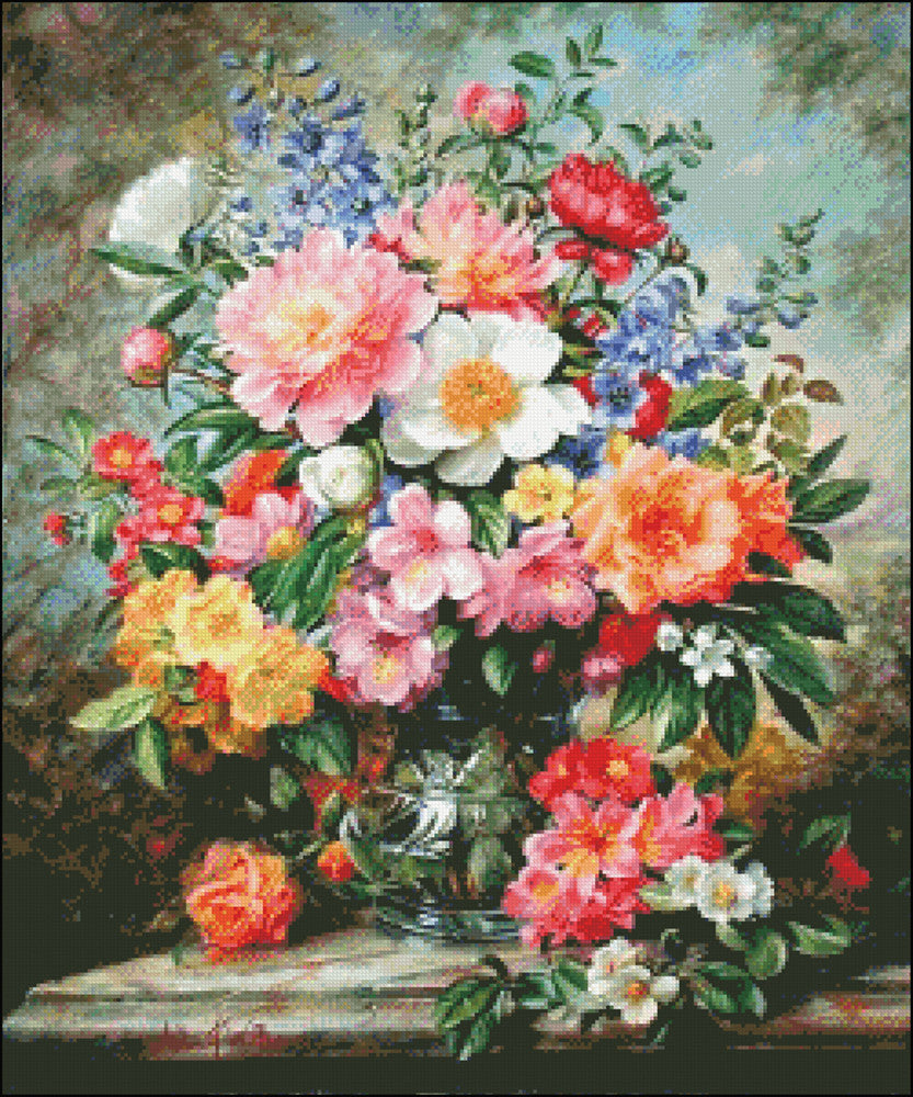 June Flowers in Radiance - Counted Cross Stitch Patterns Embroidery Crafts Needlework DIY Chart DMC Color