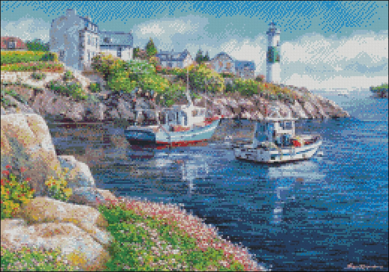 Mediterranean Style 12 - Counted Cross Stitch Patterns Embroidery Crafts Needlework DIY Chart DMC Color