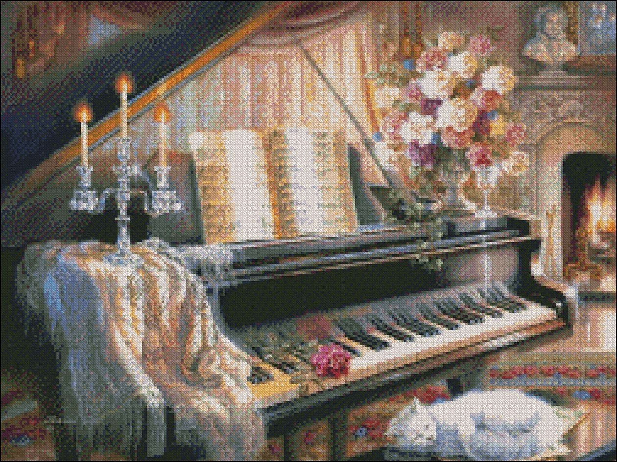 Sonata by Firelight - Counted Cross Stitch Patterns Embroidery Crafts Needlework DIY Chart DMC Color