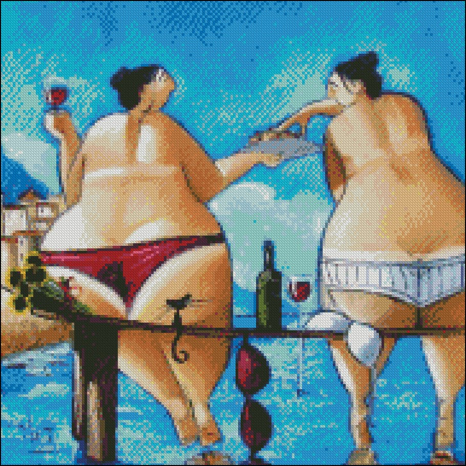 Wine and Cake - Counted Cross Stitch Patterns Embroidery Crafts Needlework DIY Chart DMC Color