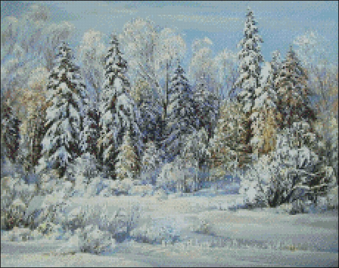 Russia Seasons Scenery 7 - Counted Cross Stitch Patterns Embroidery Crafts Needlework DIY Chart DMC Color