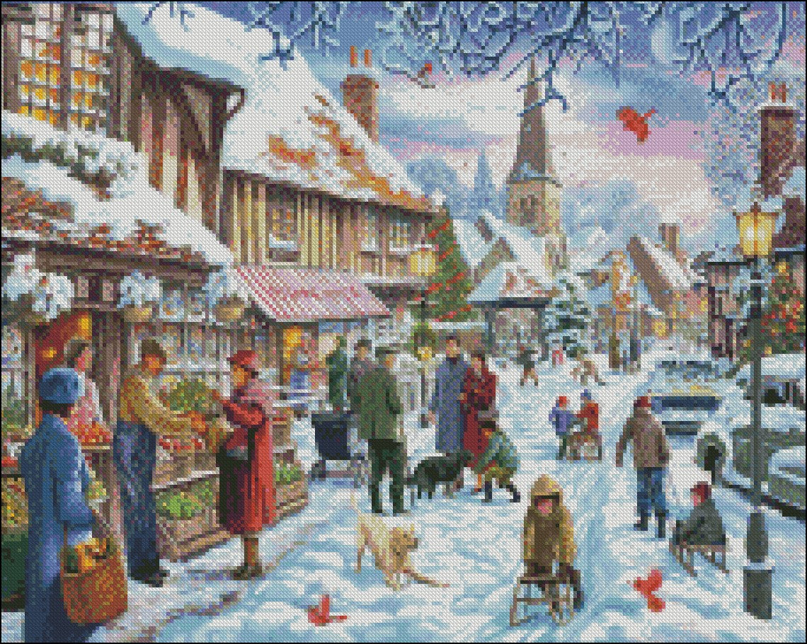 Village Christmas - Counted Cross Stitch Patterns Embroidery Crafts Needlework DIY Chart DMC Color