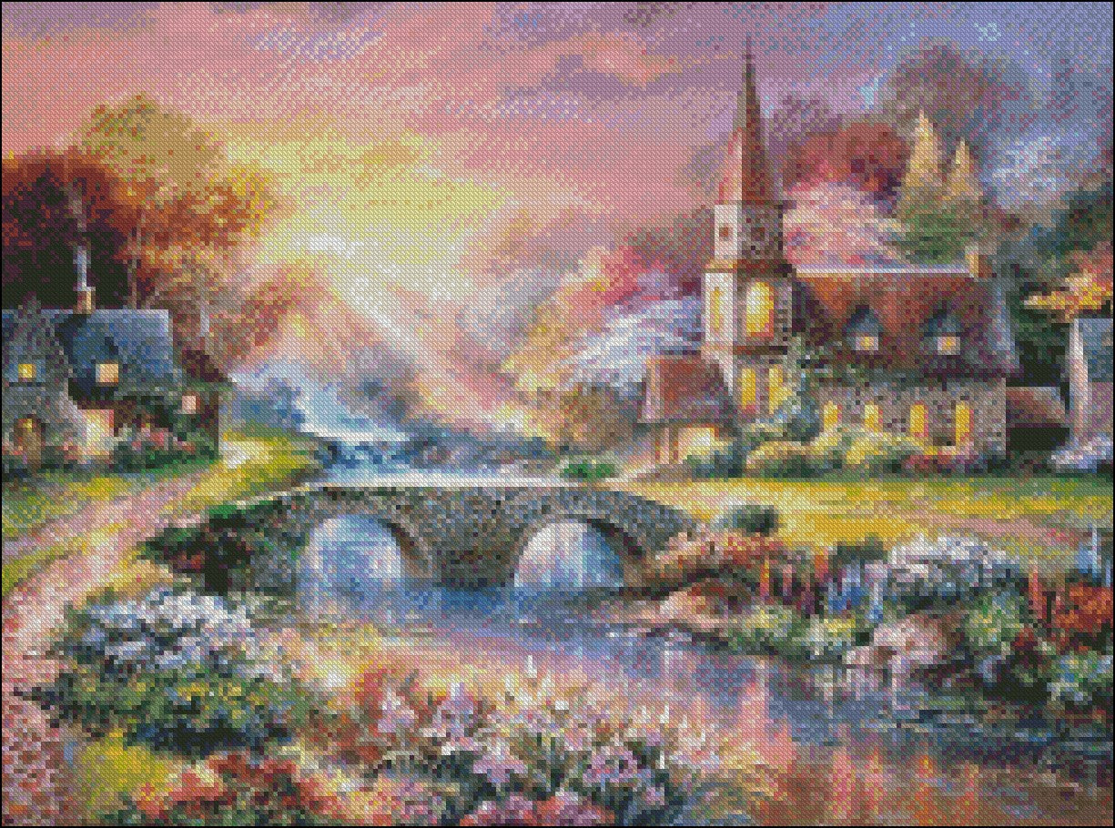 Peaceful Reflections - Counted Cross Stitch Patterns Embroidery Crafts Needlework DIY Chart DMC Color