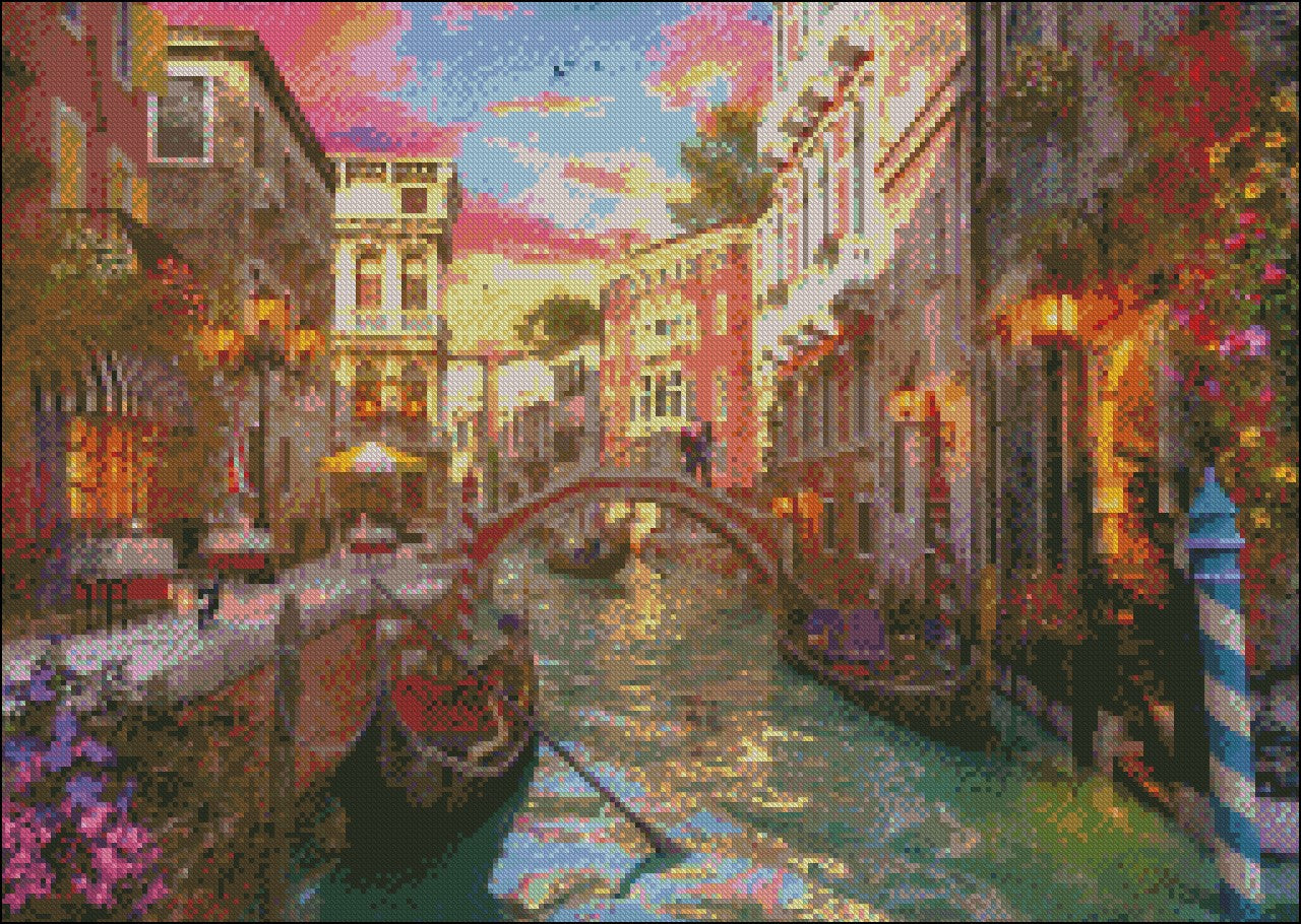 Venice Romance - Counted Cross Stitch Patterns Embroidery Crafts Needlework DIY Chart DMC Color
