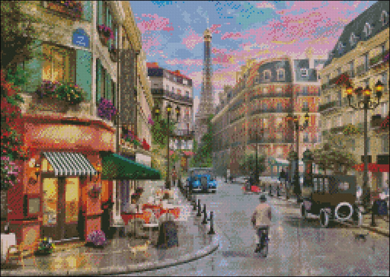 Parisian Streets - Counted Cross Stitch Patterns Embroidery Crafts Needlework DIY Chart DMC Color