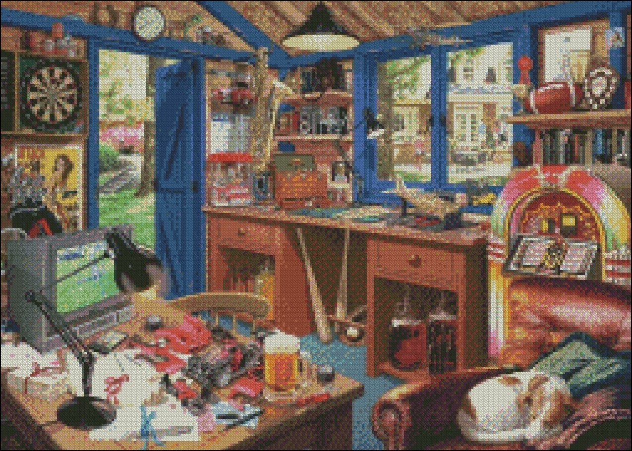 The Hobby Shed - Counted Cross Stitch Patterns Embroidery Crafts Needlework DIY Chart DMC Color