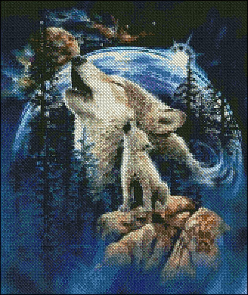 Harmony of Wolves - Counted Cross Stitch Patterns Embroidery Crafts Needlework DIY Chart DMC Color