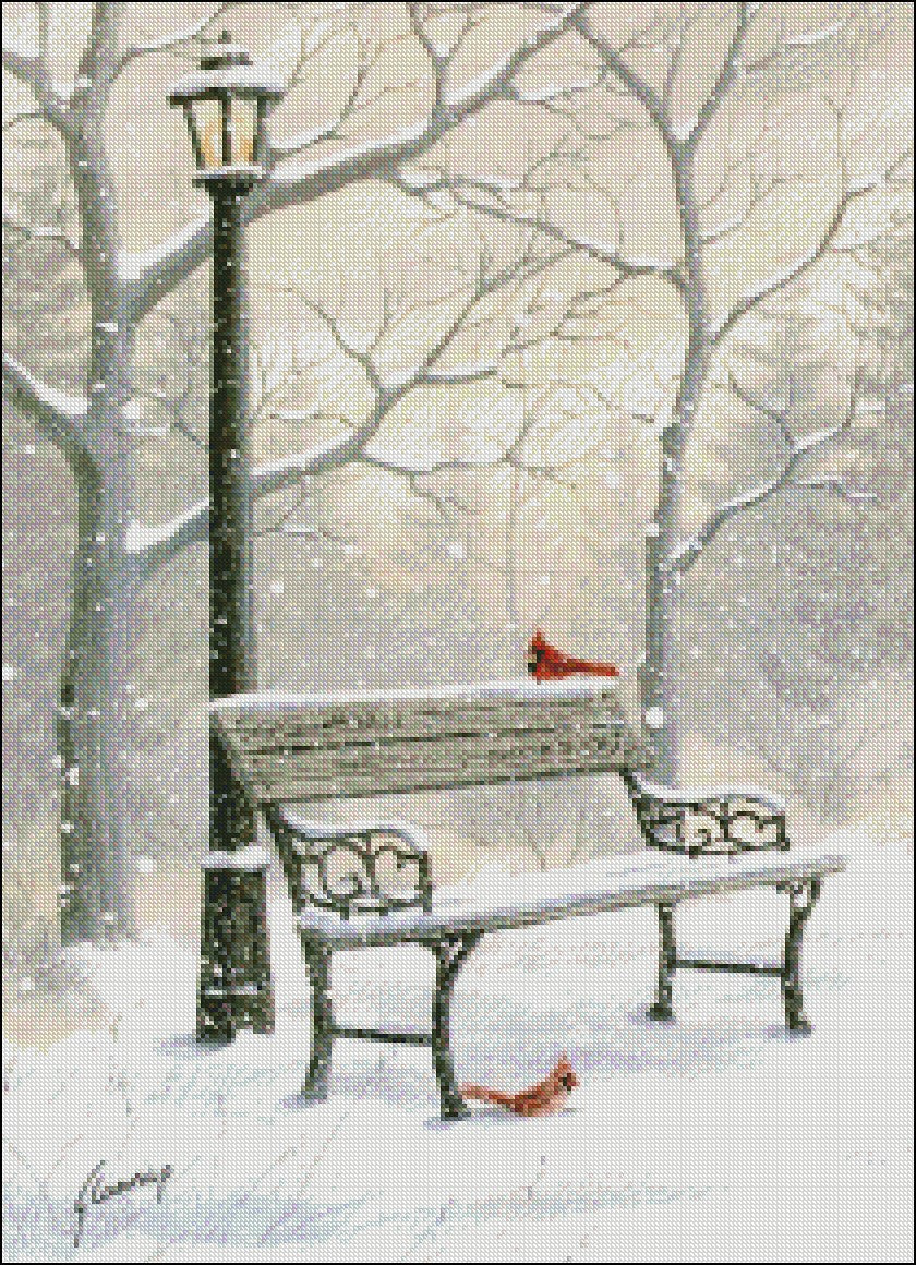 Northern Cardinal - Counted Cross Stitch Patterns Embroidery Crafts Needlework DIY Chart DMC Color