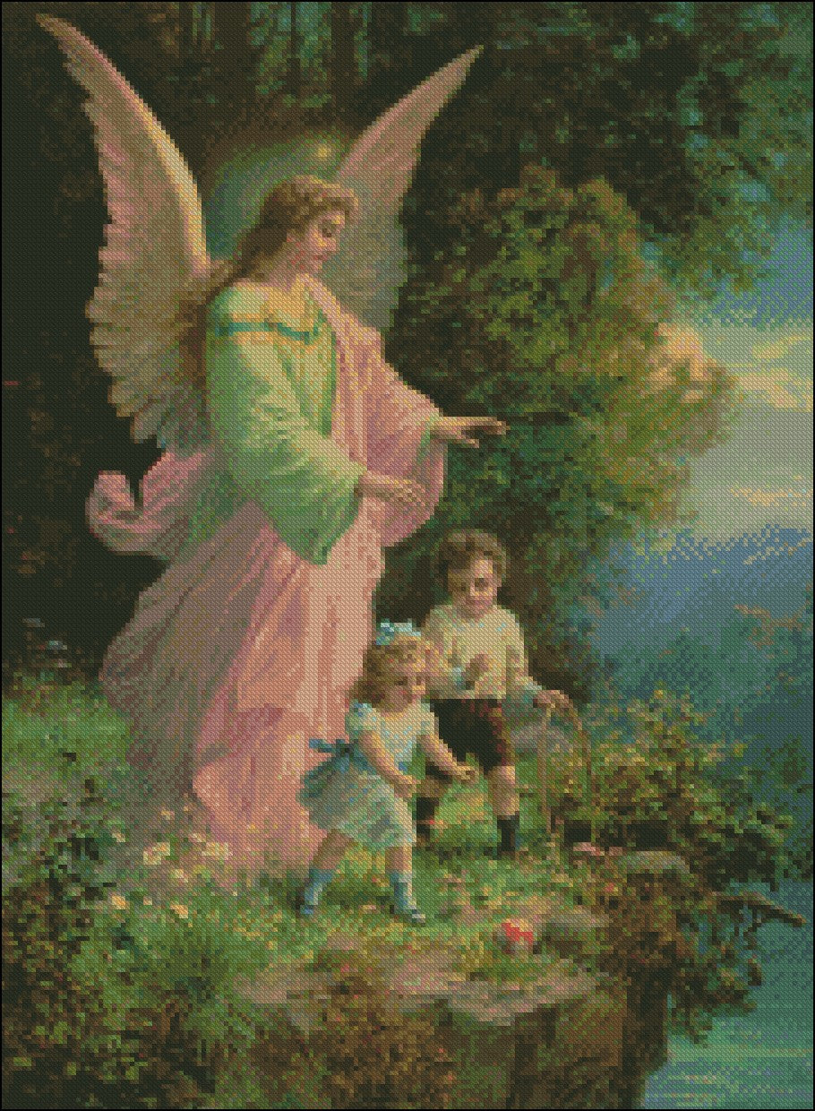 Guardian Angel 12 - Counted Cross Stitch Patterns Embroidery Crafts Needlework DIY Chart DMC Color